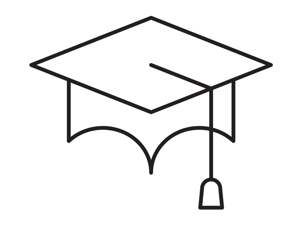 line art illustration of a grad cap